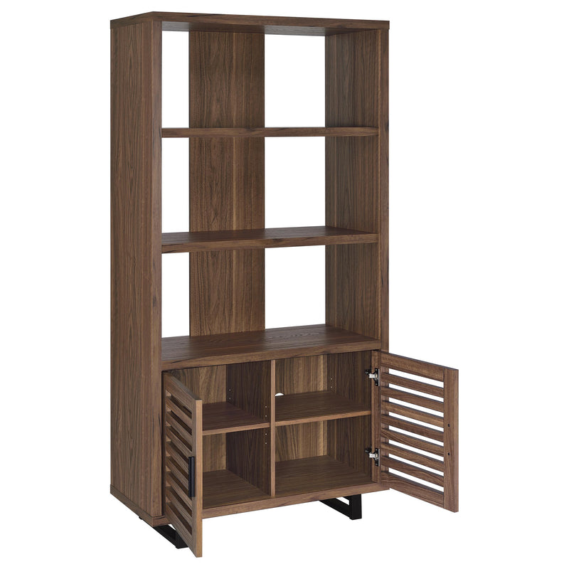 Maddox 71-inch 3-shelf Cabinet Bookcase Walnut - detail 3