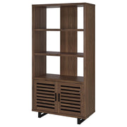 Maddox 71-inch 3-shelf Cabinet Bookcase Walnut - detail 5