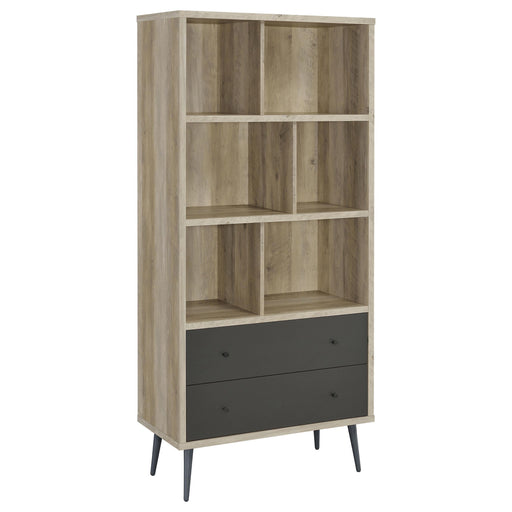 Maeve 70-inch 3-shelf Bookcase with Drawers Distressed Pine - alternate view
