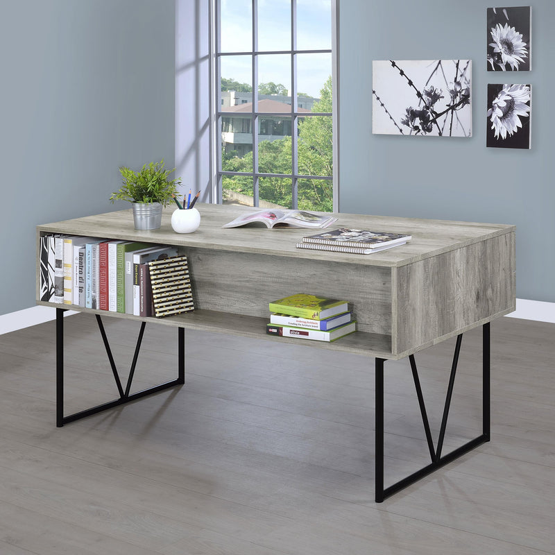 Analiese 63-inch 4-drawer Writing Desk Grey Driftwood - alternate view