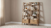 Fabian 2-piece 4-shelf Bookshelf with Drawer Distressed Light Brown