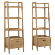 Fabian 2-piece 4-shelf Bookshelf with Drawer Distressed Light Brown - alternate view