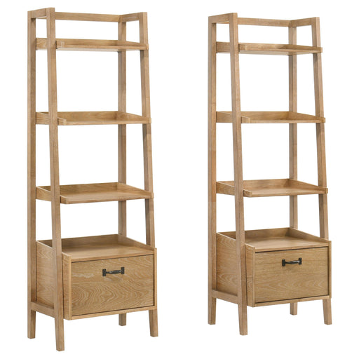 Fabian 2-piece 4-shelf Bookshelf with Drawer Distressed Light Brown - alternate view