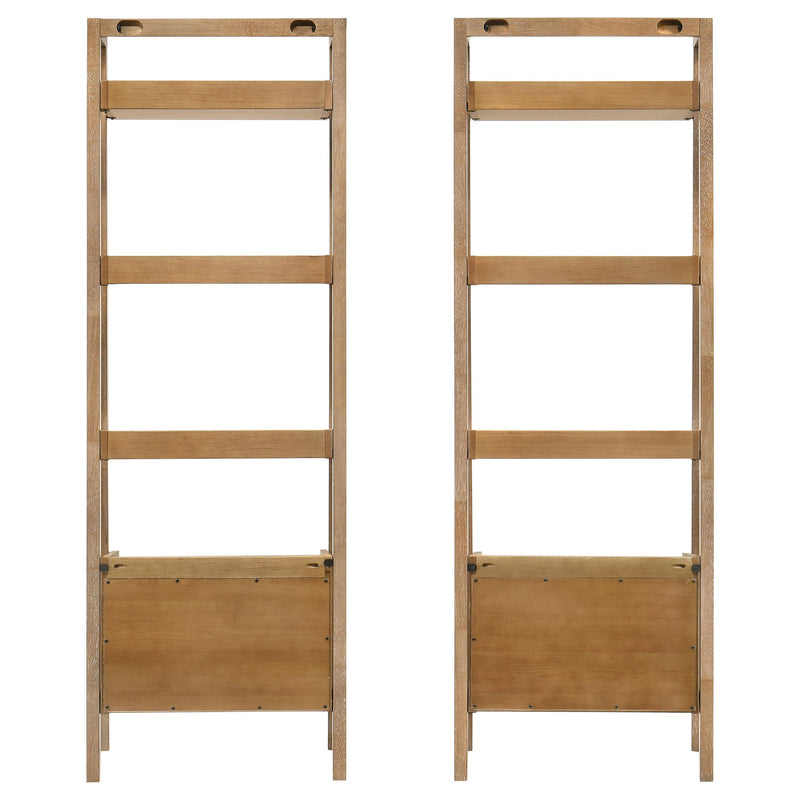 Fabian 2-piece 4-shelf Bookshelf with Drawer Distressed Light Brown - detail 5
