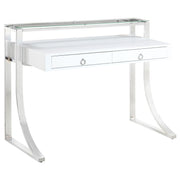 Gemma 48-inch 2-drawer Writing Desk White High Gloss - alternate view