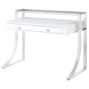 Gemma 48-inch 2-drawer Writing Desk White High Gloss - detail 4
