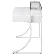 Gemma 48-inch 2-drawer Writing Desk White High Gloss - detail 5