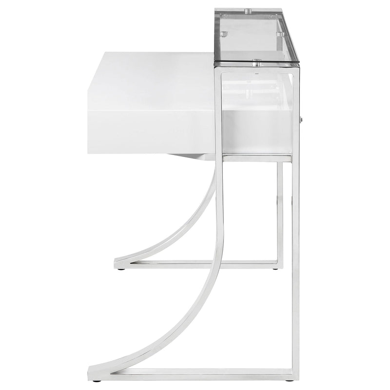 Gemma 48-inch 2-drawer Writing Desk White High Gloss - detail 5