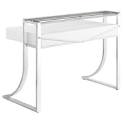 Gemma 48-inch 2-drawer Writing Desk White High Gloss - detail 6