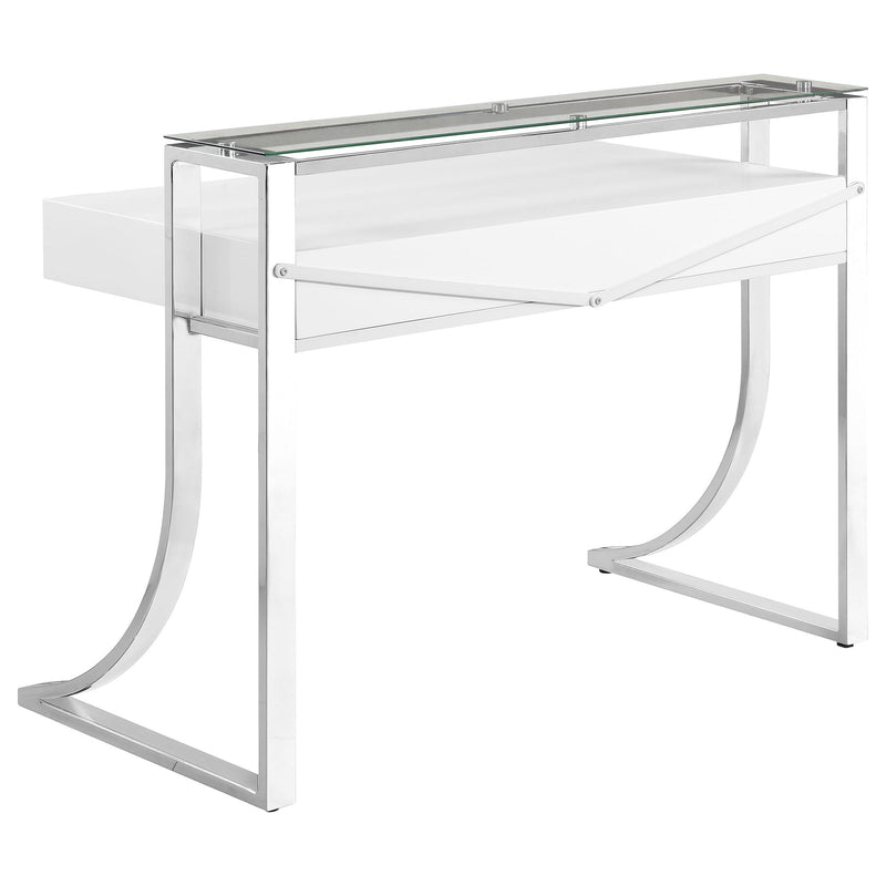 Gemma 48-inch 2-drawer Writing Desk White High Gloss - detail 6