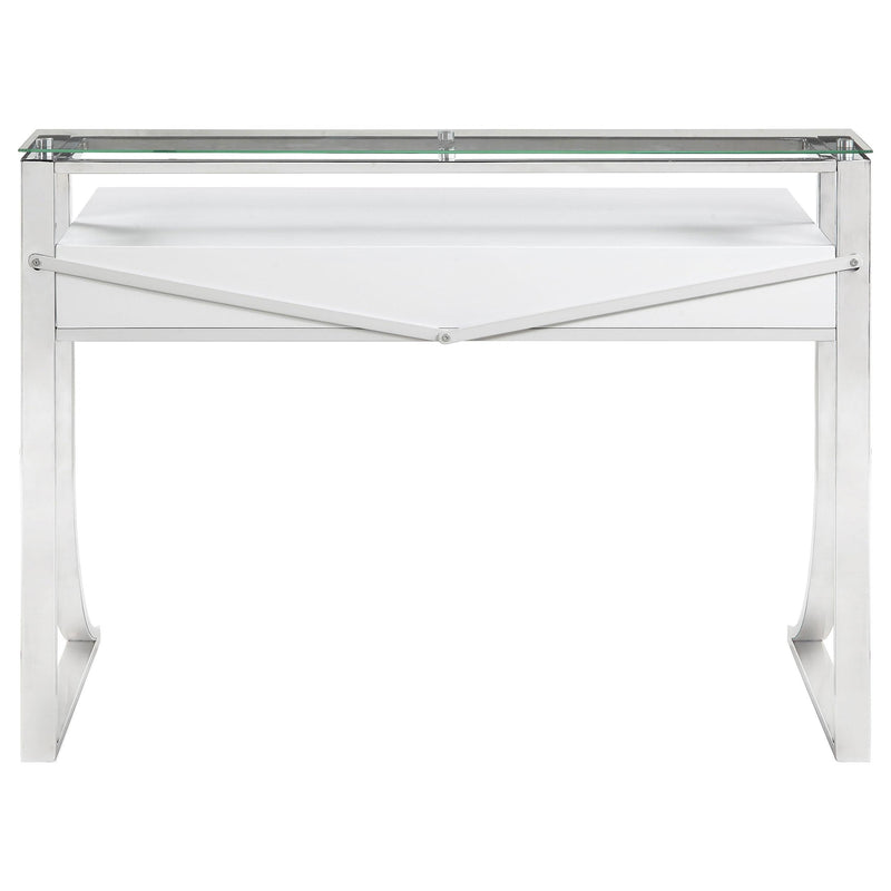 Gemma 48-inch 2-drawer Writing Desk White High Gloss - detail 7