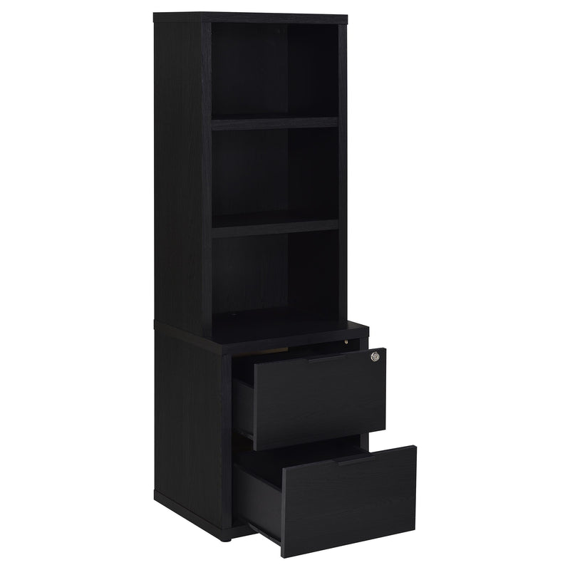 Westpark 3-shelf Bookcase USB and Lockable Drawer Black - detail 3