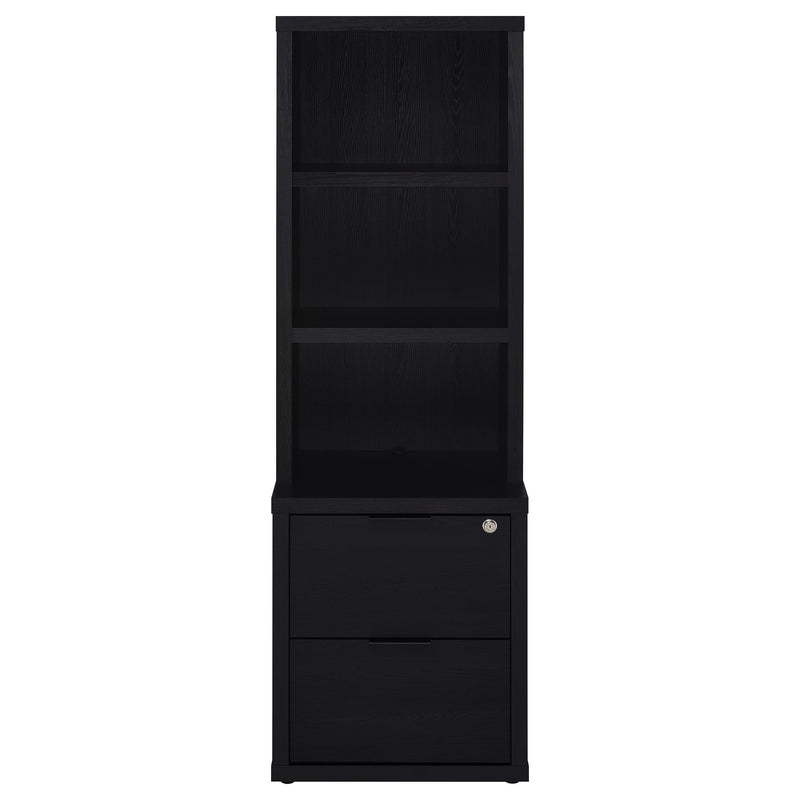 Westpark 3-shelf Bookcase USB and Lockable Drawer Black - detail 4