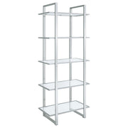 Hartford 79-inch 5-shelf Glass Bookshelf Chrome - alternate view