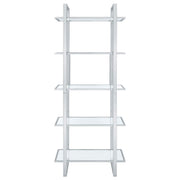 Hartford 79-inch 5-shelf Glass Bookshelf Chrome - detail 3