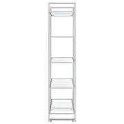 Hartford 79-inch 5-shelf Glass Bookshelf Chrome - detail 5