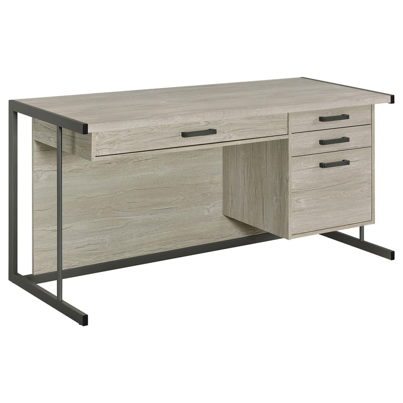 Loomis 60-inch 4-drawer Computer Desk Whitewashed Grey - alternate view