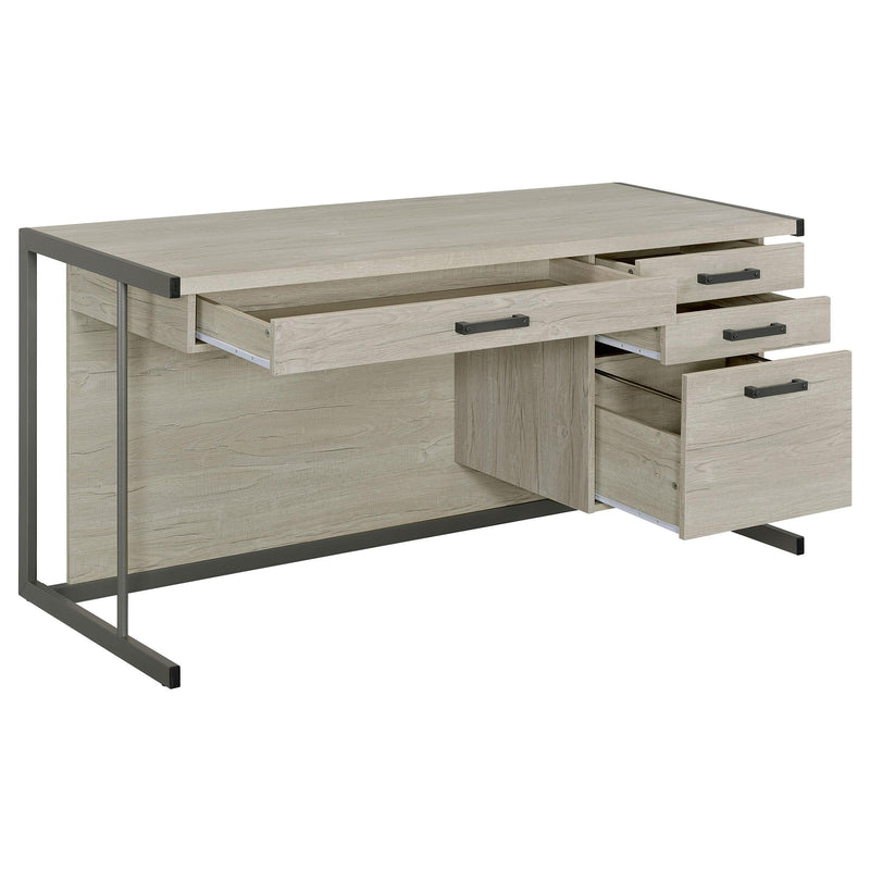 Loomis 60-inch 4-drawer Computer Desk Whitewashed Grey - detail 3