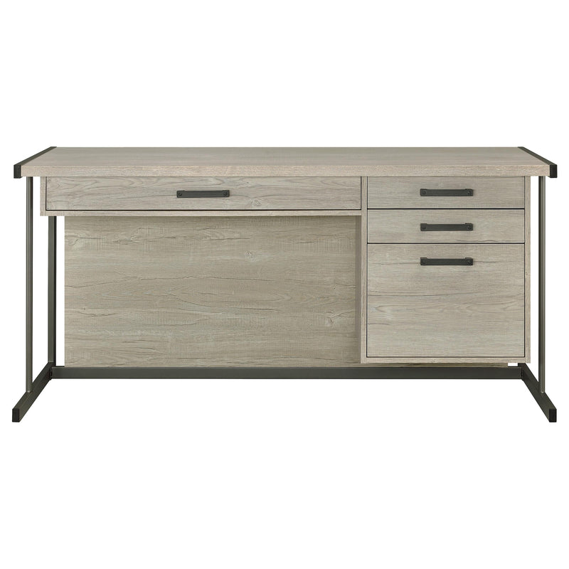 Loomis 60-inch 4-drawer Computer Desk Whitewashed Grey - detail 4