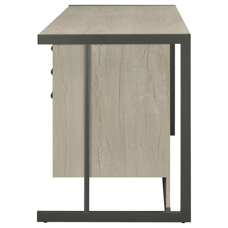 Loomis 60-inch 4-drawer Computer Desk Whitewashed Grey - detail 5