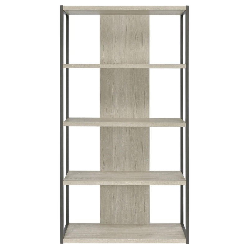 Loomis 72-inch 4-shelf Bookshelf Whitewashed Grey - detail 3
