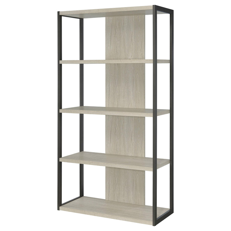Loomis 72-inch 4-shelf Bookshelf Whitewashed Grey - detail 4