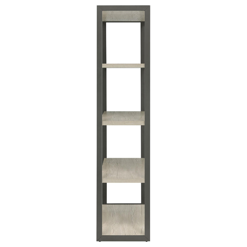 Loomis 72-inch 4-shelf Bookshelf Whitewashed Grey - detail 5