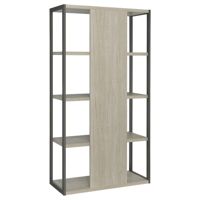 Loomis 72-inch 4-shelf Bookshelf Whitewashed Grey - detail 6