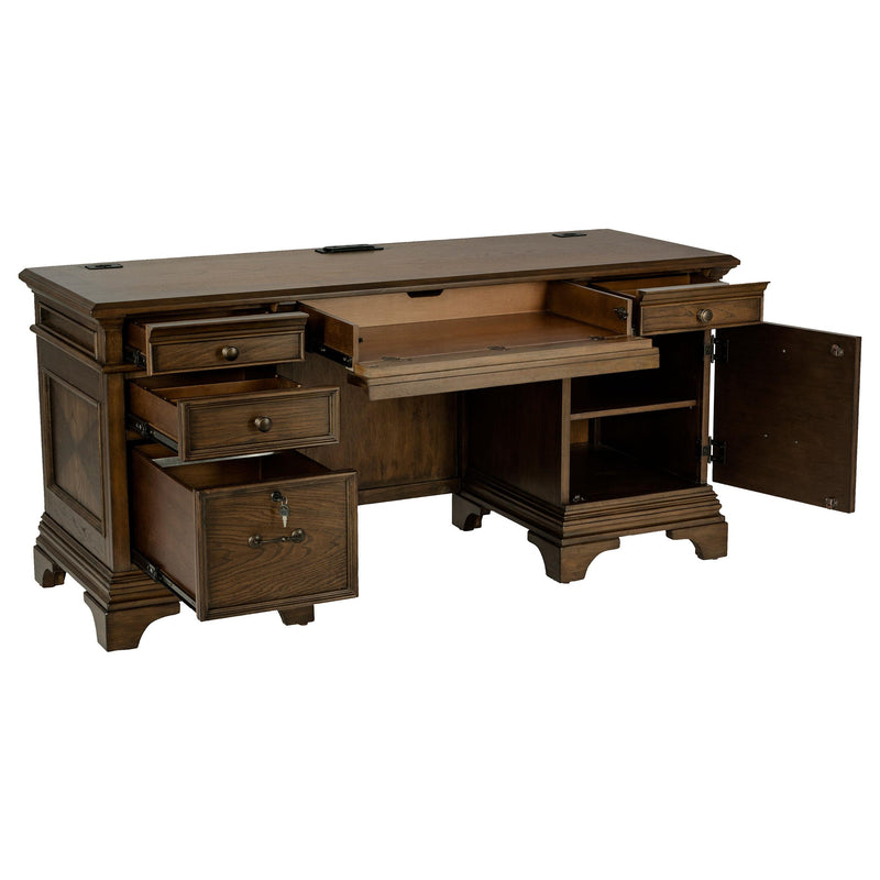 Hartshill 66-inch 5-drawer Credenza Office Desk Burnish Oak - detail 3