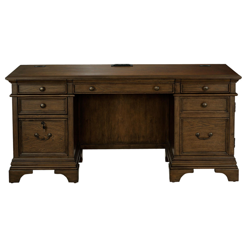 Hartshill 66-inch 5-drawer Credenza Office Desk Burnish Oak - detail 4