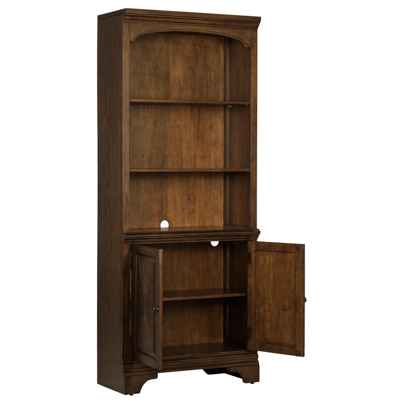 Hartshill 78-inch 3-shelf Cabinet Bookcase Burnished Oak - detail 3