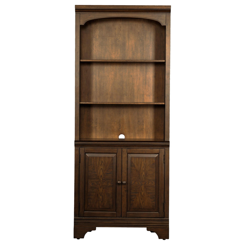 Hartshill 78-inch 3-shelf Cabinet Bookcase Burnished Oak - detail 4