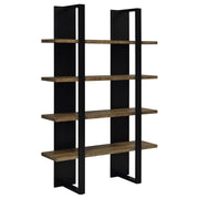 Danbrook 71-inch 4-shelf Bookshelf Black and Aged Walnut - alternate view