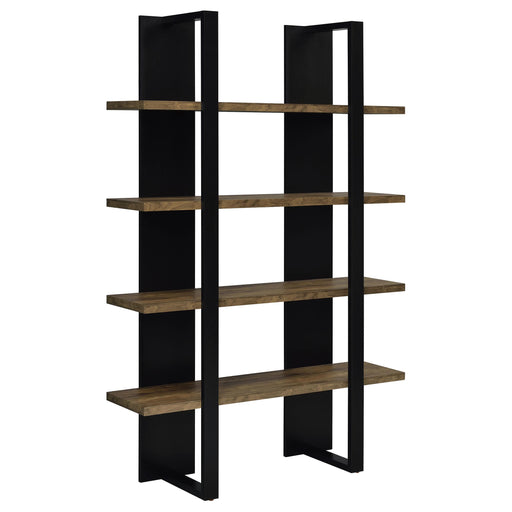 Danbrook 71-inch 4-shelf Bookshelf Black and Aged Walnut - alternate view