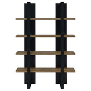 Danbrook 71-inch 4-shelf Bookshelf Black and Aged Walnut - detail 3