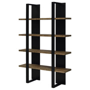 Danbrook 71-inch 4-shelf Bookshelf Black and Aged Walnut - detail 4