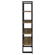 Danbrook 71-inch 4-shelf Bookshelf Black and Aged Walnut - detail 5