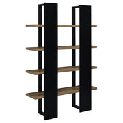 Danbrook 71-inch 4-shelf Bookshelf Black and Aged Walnut - detail 6