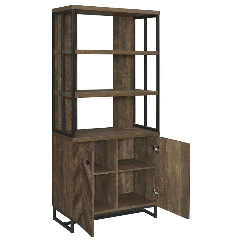 Millbrook 71-inch 2-door Storage Bookshelf Rustic Oak - detail 3