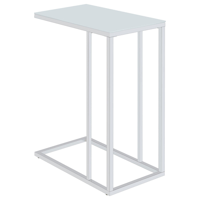 Stella White Glass Top C-Shaped Sofa Side Table