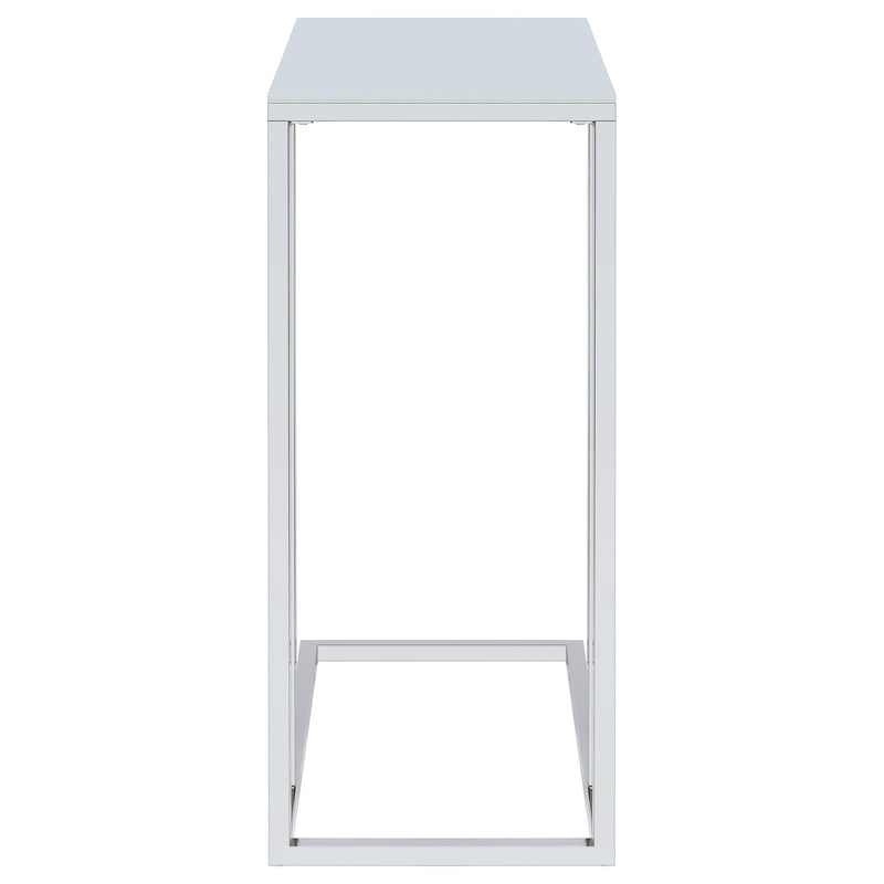 Stella White Glass Top C-Shaped Sofa Side Table