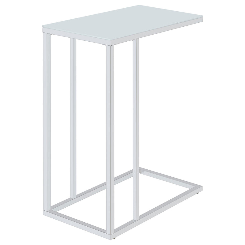 Stella White Glass Top C-Shaped Sofa Side Table