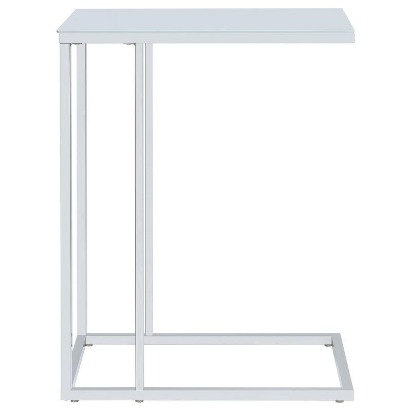 Stella White Glass Top C-Shaped Sofa Side Table