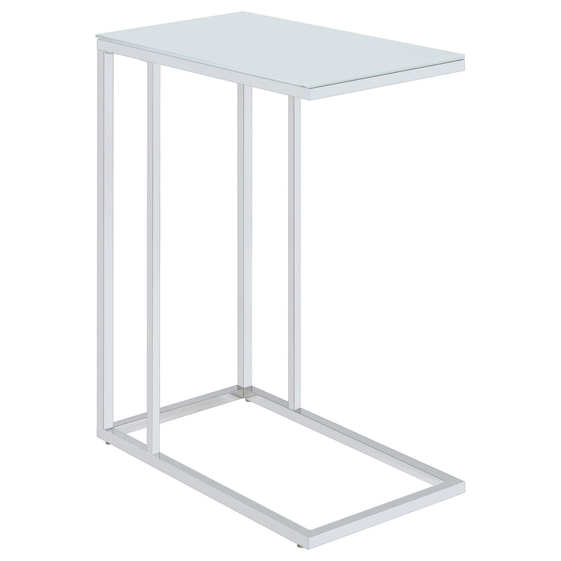 Stella White Glass Top C-Shaped Sofa Side Table
