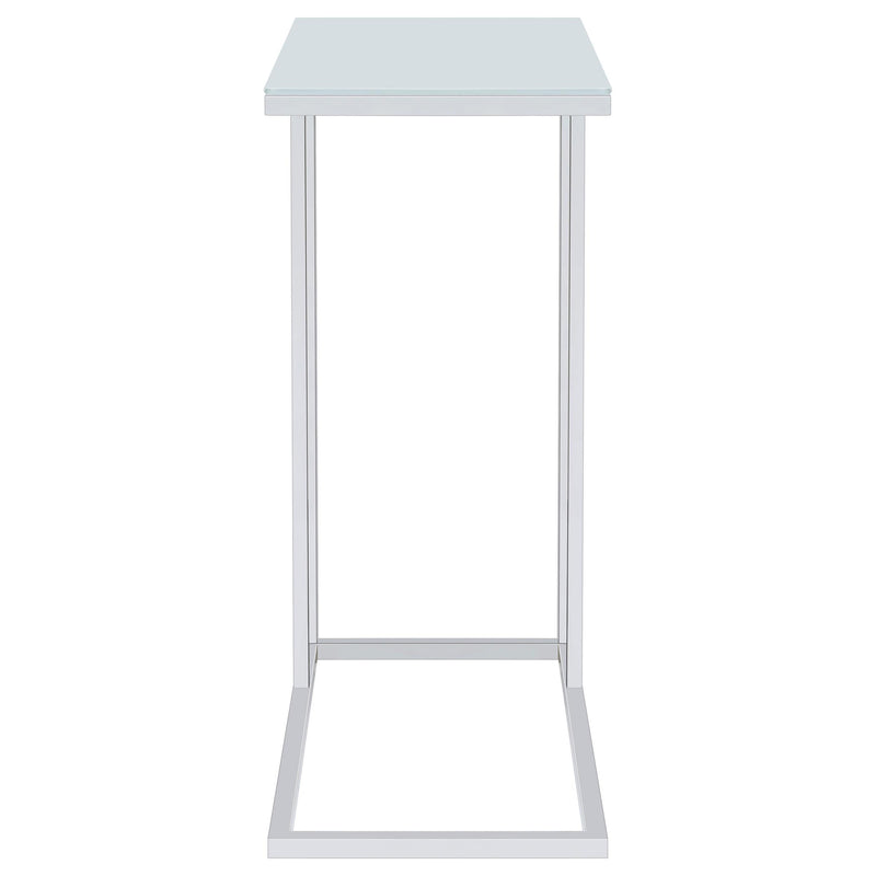 Stella White Glass Top C-Shaped Sofa Side Table