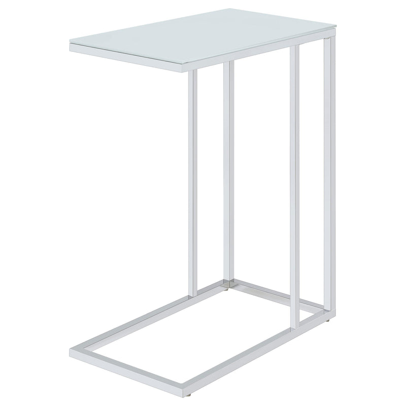 Stella White Glass Top C-Shaped Sofa Side Table