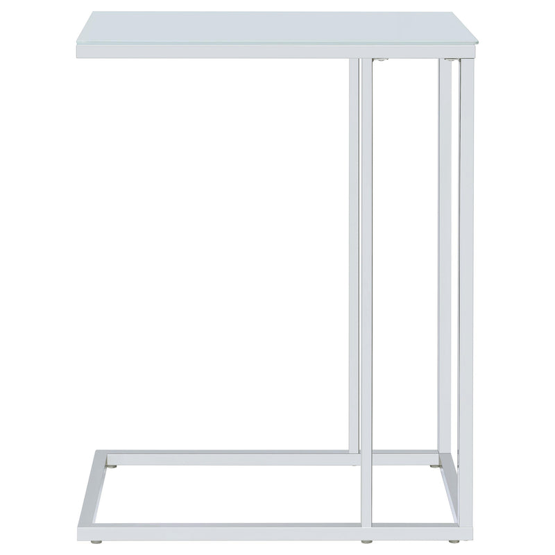 Stella White Glass Top C-Shaped Sofa Side Table