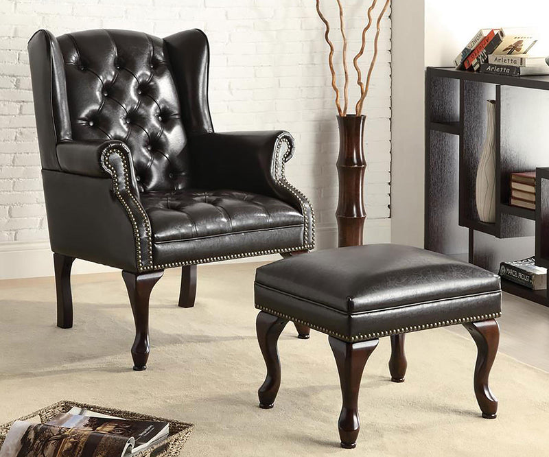 Roberts Upholstered Wingback Chair and Ottoman Set