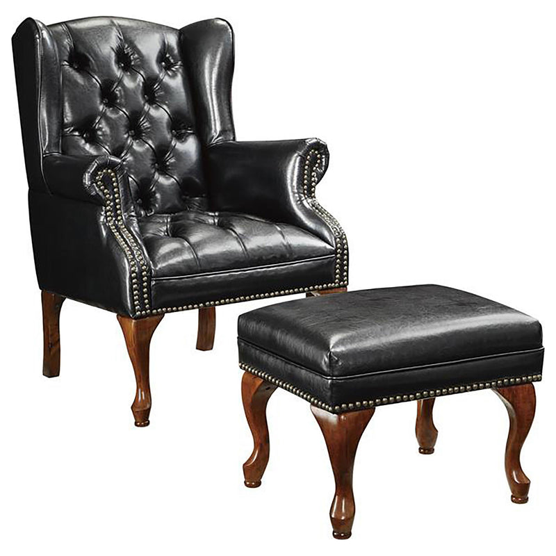 Roberts Upholstered Wingback Chair and Ottoman Set