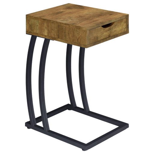 Troy 1-drawer C-Shaped Side Table Power Outlet Rustic Nutmeg - alternate view